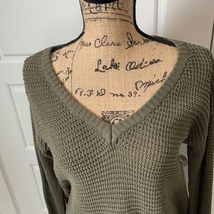 NWT- Olive green waffle tunic with fringe